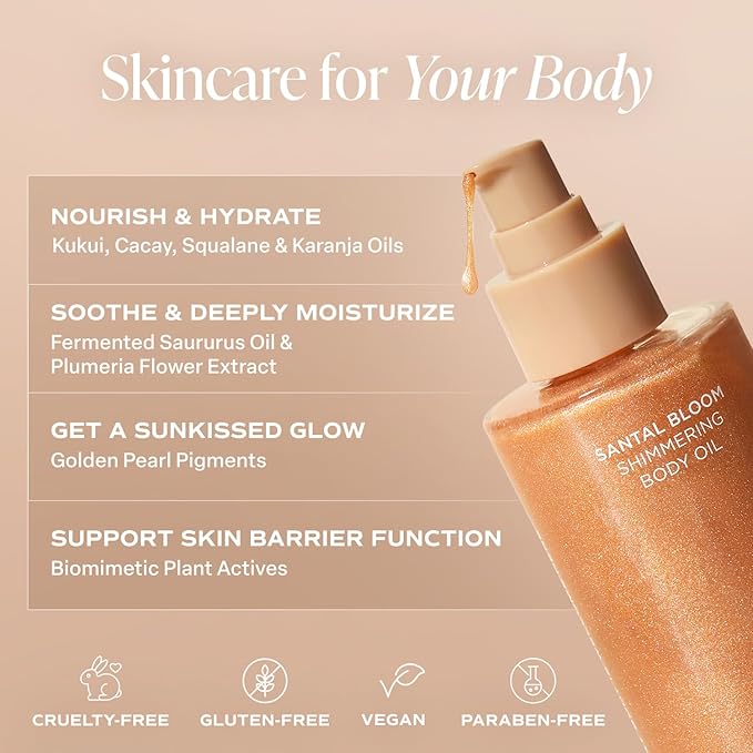 Saltair Shimmering Body Oil - Santal Bloom Scented Dry Oil Moisturizer with Light-Reflecting Pearl Pigments. Moisturizing Glow for All Skin Types - 4 Fl Oz-VivaGrace Women