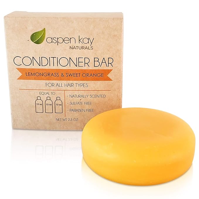 Aspen Kay Naturals Conditioner Bar, Lemongrass, 2.3 Ounce. Made With Natural & Organic Ingredients, All Hair Types including frizzy hair, Sulfate-Free, Cruelty-Free & Vegan-VivaGrace Women