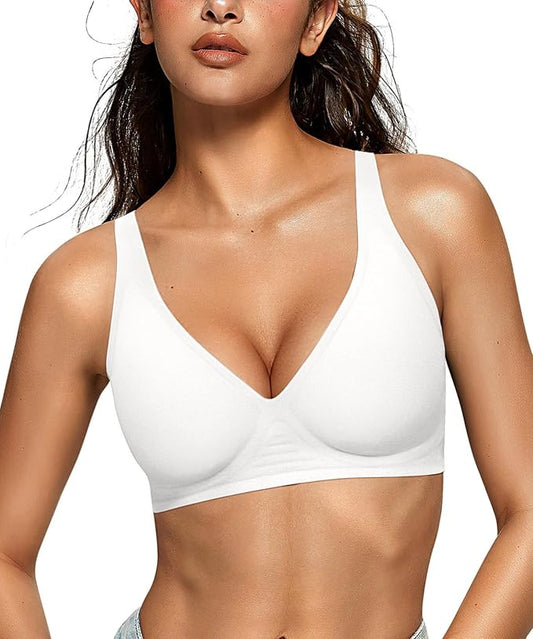OEAK Womens Deep V Bras Wireless Comfortable Bra Supportive No Underwire Bras Tshirt Push Up Bralettes Plunge Seamless Bra-VivaGrace Women