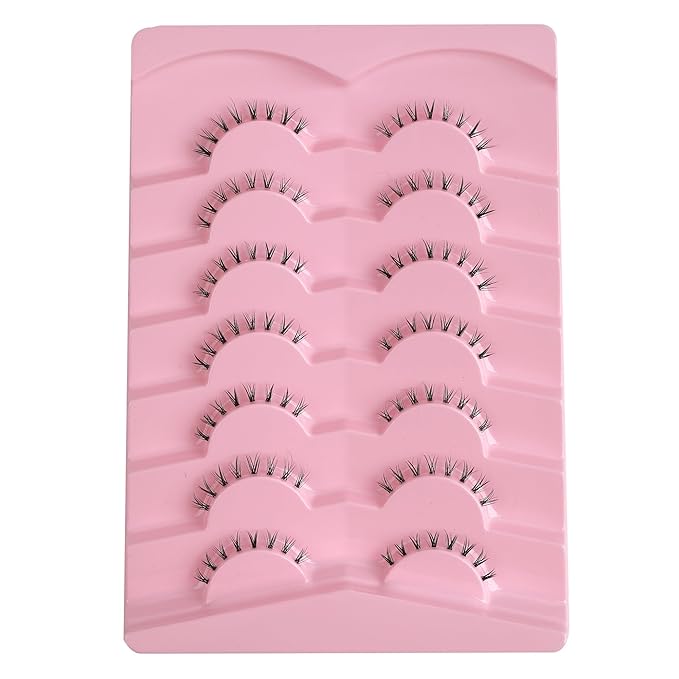 Lashes Natural Bottom Lashes 9mm Lower Strip Lashes Extention False Eyelashes Natural Look Wispy Bottom Eyelashes Fake Lashes Pack 7 Pairs-VivaGrace Women