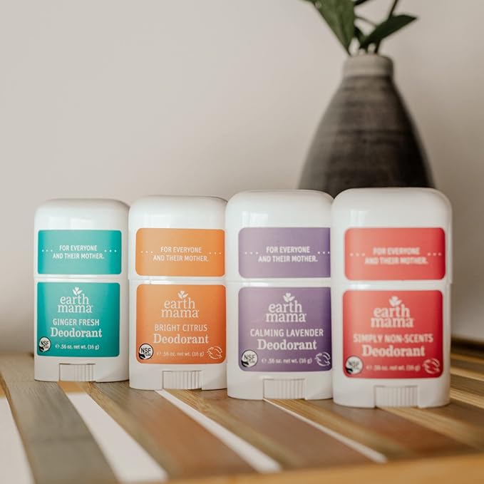 Earth Mama Mini Deodorant Travel Set | Safe for Sensitive Skin, Pregnancy and Breastfeeding, Contains Organic Calendula with No Fragrance Chemicals, No Baking Soda or Aluminum (4-Pack)-VivaGrace Women