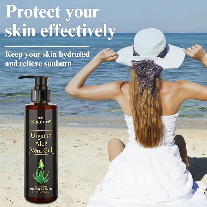 Aloe Vera Gel Infused with Tea Tree Oil for Skin Hydrating, Repair Skin, Organic Aloe Vera Gel Extract from Fresh Pure Aloe Vera for Sunburn Relief, Hair, Razor- 6.76 Fl Oz-VivaGrace Women