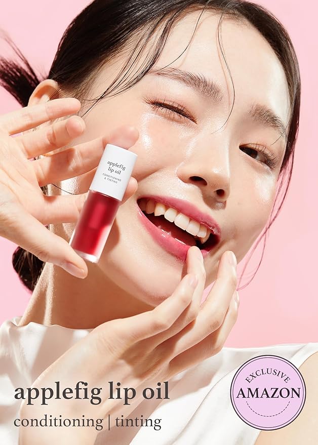 NOONI Korean Vegan Lip Oil - Applefig, 0.12 Fl Oz + Korean Lip Oil - Applecherry, 0.12 Fl Oz Bundle-VivaGrace Women