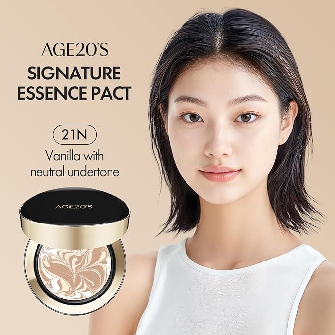 AGE20'S Signature Essence Pact SPF 50+ | Pack of 1 | 21N VANILLA | Cream Foundation, Dewy Finish, Natural Coverage | Korean Cushion Foundation-VivaGrace Women