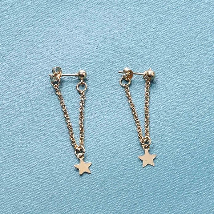 Boho Star Chain Earrings Gold Star Drop Dangle Earrings Drop Chain Star Studs Earrings Personlized Ear Threaders Earrings Jewelry for Women-VivaGrace Women