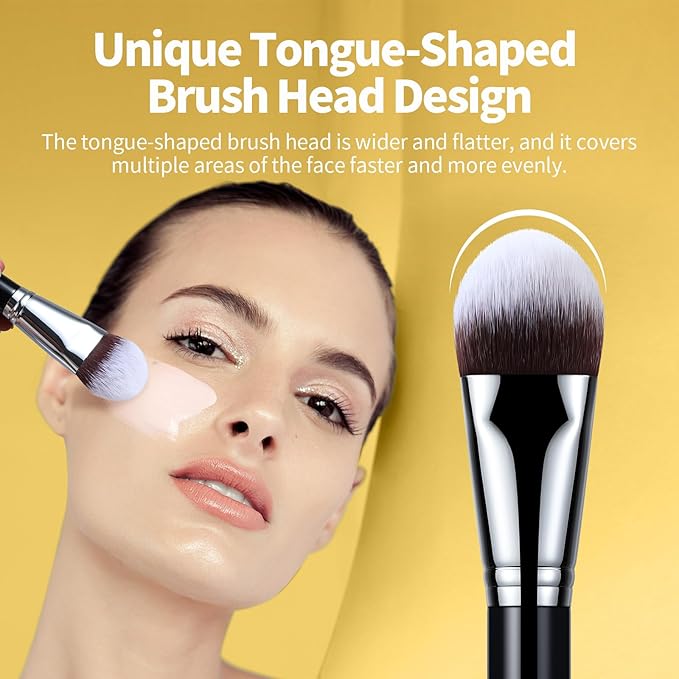 EIGSHOW Flat Foundation Brush, Large Face Makeup Brush with Soft Dense Synthetic Bristles for Blending Liquid Cream Powder (F628)-VivaGrace Women