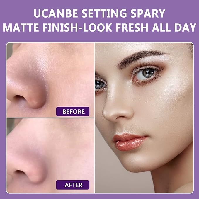 Long Lasting Makeup Setting Spray Kit- 6.76 Fl oz Hydrating Matte Finish Mist Lightweight Face Make up Fixer +Travel Size Spray Bottle+Sponge Puff Makeup Set-VivaGrace Women