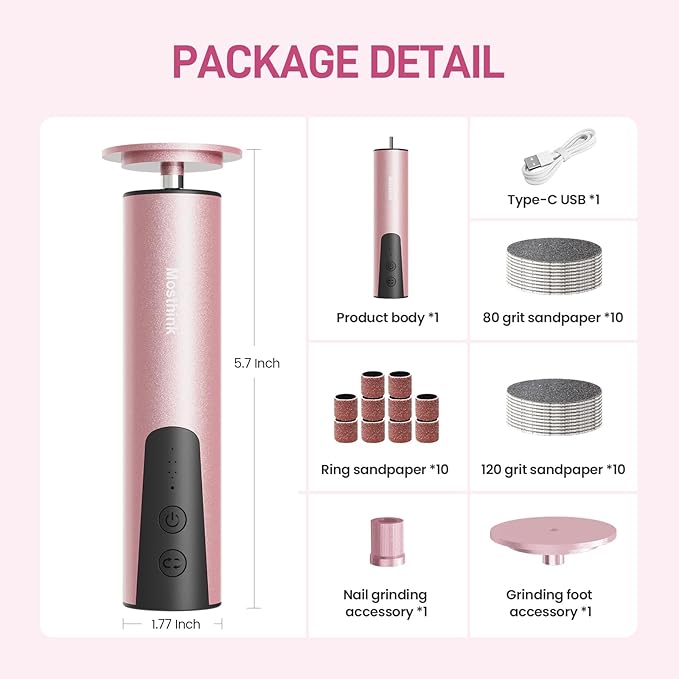 Electric Foot Callus Remover, 2 in 1 | 6 Speed Adjustable Foot File Nail Grinder with Sandpaper Disks, Professional Sander Pedicure Tool for Feet Dead Skin, Self Care Gifts for Women Mom Lover Friends-VivaGrace Women