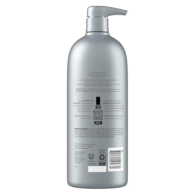 Nexxus Therappe Moisturizing Shampoo Ultimate Moisture for Dry Hair Silicone-Free, Moisturizing ProteinFusion with Elastin Protein and Green Caviar 33.8 oz-VivaGrace Women
