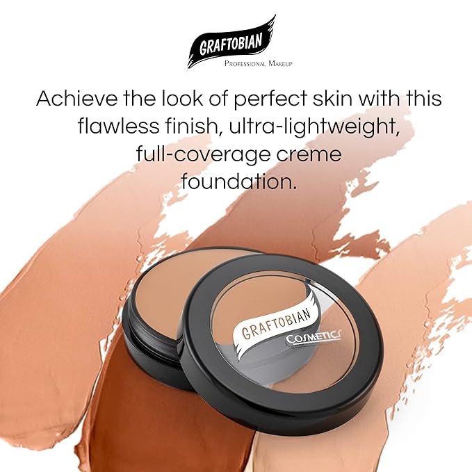 Graftobian HD Glamour Crème Foundation 1/2oz, Weightless Full Coverage Makeup, 65 Inclusive Shades, For All Skin Types, Natural or Full-Glam Looks, For Professionals and Beginners, Sandstone-VivaGrace Women