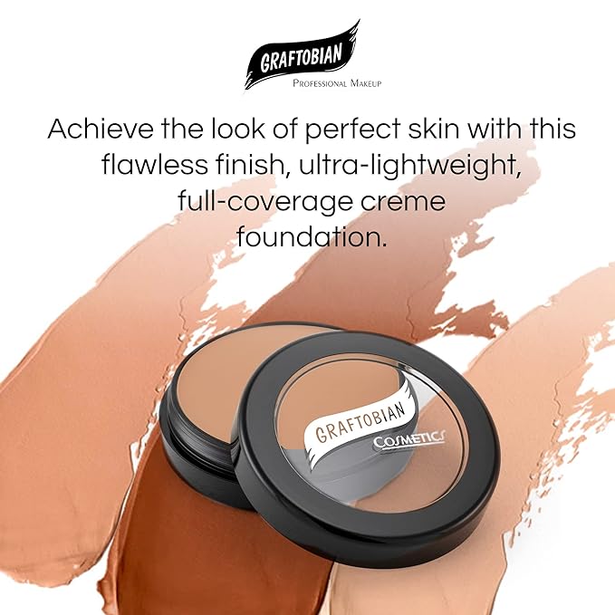 Graftobian HD Glamour Crème Foundation 1/2oz, Weightless Full Coverage Makeup, 65 Inclusive Shades, For All Skin Types, Natural or Full-Glam Looks, For Professionals and Beginners, Leading Lady-VivaGrace Women