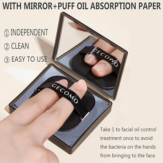 Natural Bamboo Charcoal Facial Oil Blotting Paper,100pcs Oil Blotting Sheets with Portable Mirror & Makeup Puff for Oily Face Skin,Oil Control Film Easy Take Out Handy Friendly Oil Absorbing Tissues-VivaGrace Women