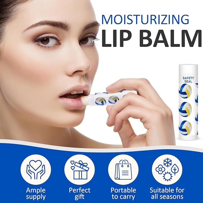 DMSKY 60 Pcs Volleyball Lip Balm Bulk, Volleyball Party Favors for Team Volleyball Gifts for Players Teen Girls Boys Sports Party Supplies-VivaGrace Women