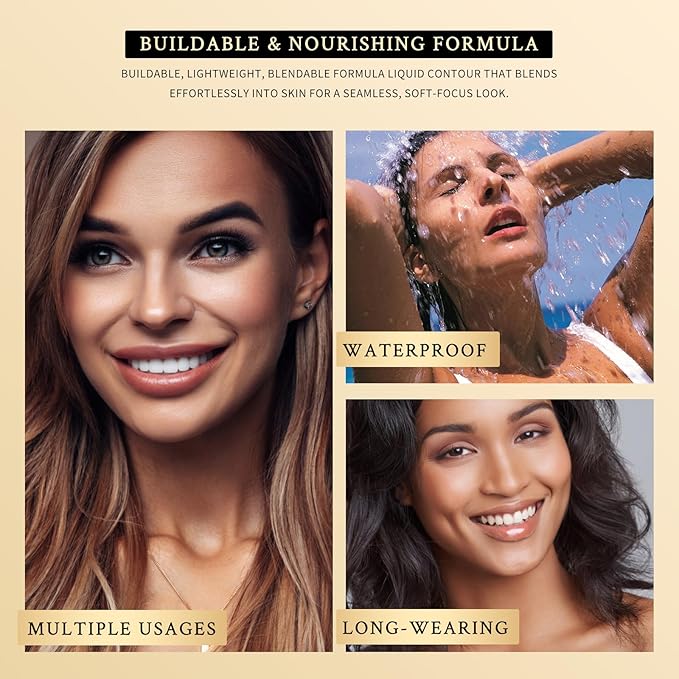 KIMUSE Soft Liquid Contour Stick, Glow Liquid Cream Bronzer, Weightless, Long-Wearing, Smudge Proof, Natural-Looking, Blendable, Bronzer Makeup-VivaGrace Women