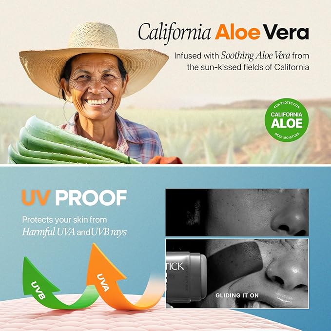 Nature Republic California Aloe Fresh Powdery Sun Stick Broad Spectrum SPF50+ | Korean Sunscreen Travel Size Suncare Sunblock, No Whitecast, non-sticky, Water resistant-VivaGrace Women