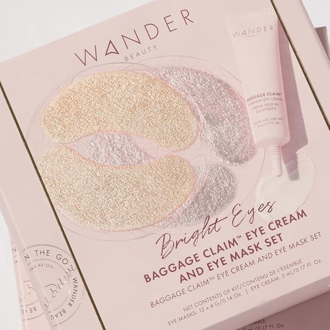 Wander Beauty Bright Eyes Baggage Claim Set - Skin Care Gift Set Includes Award-Winning Under Eye Masks & Eye Cream - The Perfect Gift for Brighter Under Eyes - Clean Beauty Gifts for Women - 0.33 oz-VivaGrace Women