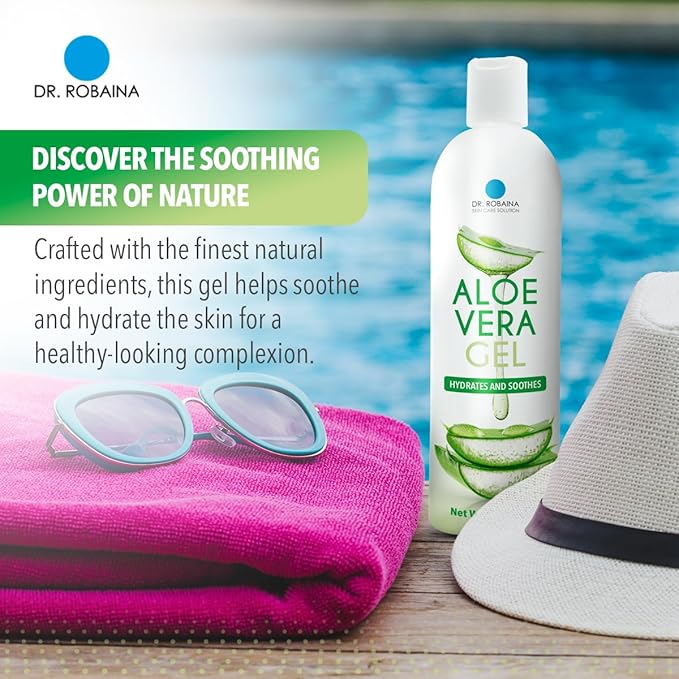 Dr. Robaina Natural Aloe Vera Gel with Emu Oil – Hydrating & Soothing Daily Skin Care for Dry Skin, Sun-Exposed Comfort & Irritation Relief – Non-Greasy, Quick-Absorbing – 12 oz | Made in USA-VivaGrace Women