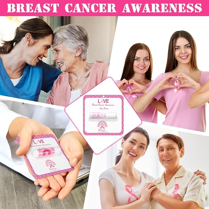 30 Pack Breast Cancer Awareness Favors Bulk Lip Balms Gifts Pink Ribbon Lip Balms Favors Breast Cancer Awareness Month Accessories Support Party Items Decorations for Women Men Survivors-VivaGrace Women