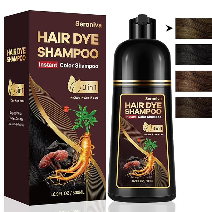 3-in-1 Hair Dye Shampoo Light Brown, Natural Hair Color Shampoo for Gray Hair, Hair Instant Dye Shampoo for Women & Men, Long-Lasting Shampoo Hair Dye Colors Hair in Minutes, Champu Para Canas, 500 Ml-VivaGrace Women
