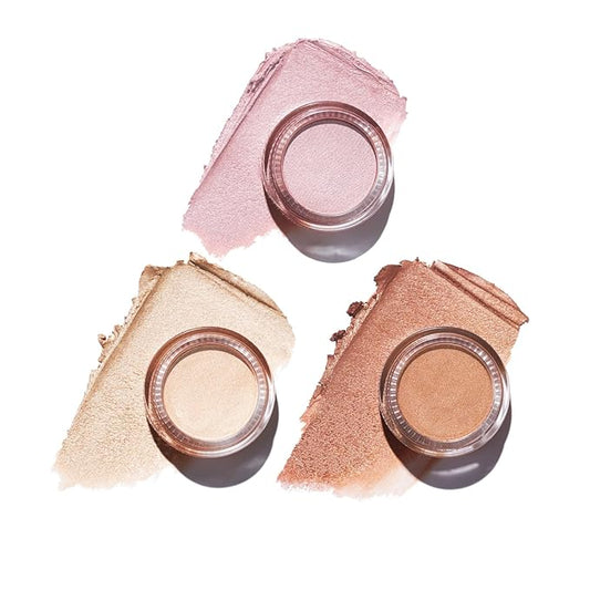 Oulac Cream Eyeshadow also for Highlighter Large Capacity Highly Pigmented Eye Shadow Waterproof &Long Lasting with Moisturizing Formula, Shimmer Glitter Eye Makeup Set 3-VivaGrace Women