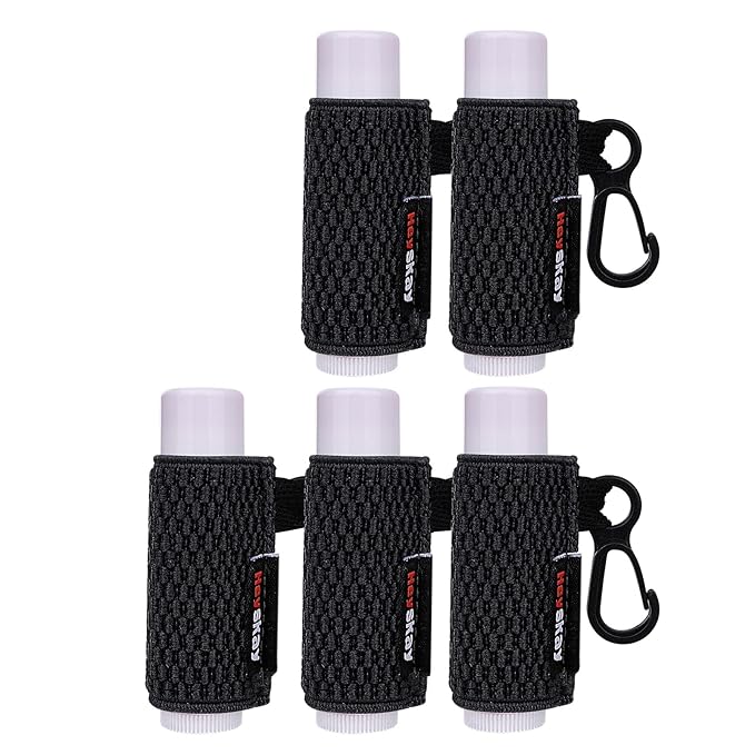 5PCS Lip Balm Holder Lipstick Sleeves Keychain Lip Gloss Holder Keychain Chapstick Elastic Sleeves(Black x5)-VivaGrace Women