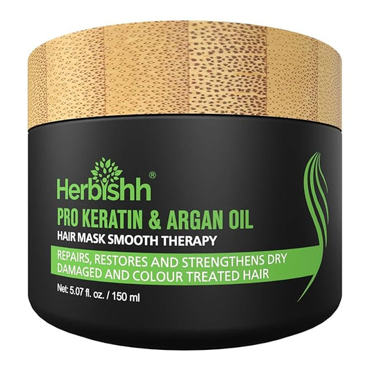 Herbishh Argan Hair Mask-Deep Conditioning & Hydration For Healthier Looking Hair- for very Dry, Weak, Stressed Out Hair, No Sulphates, No Parabens (150 ML)-VivaGrace Women