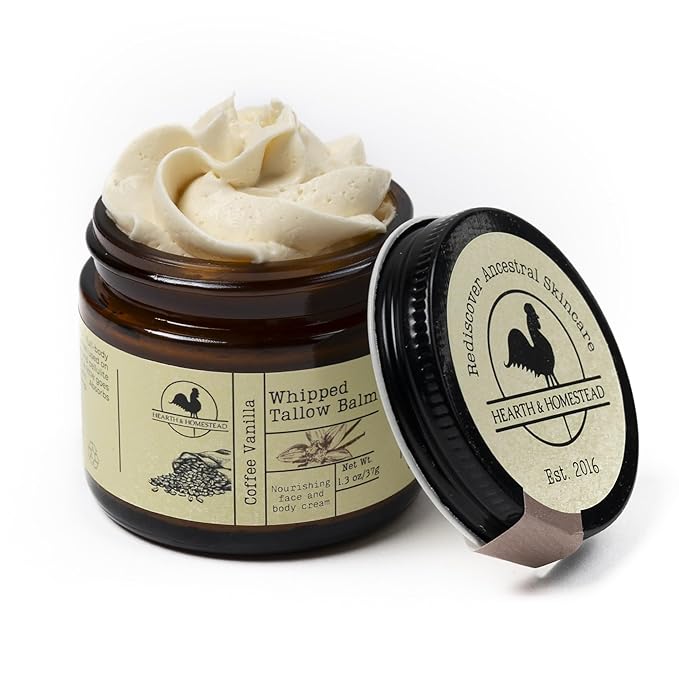 Handmade Whipped Tallow Balm (Coffee Vanilla) - Organic Body Butter with Infused Olive Oil - 1.3 oz …-VivaGrace Women