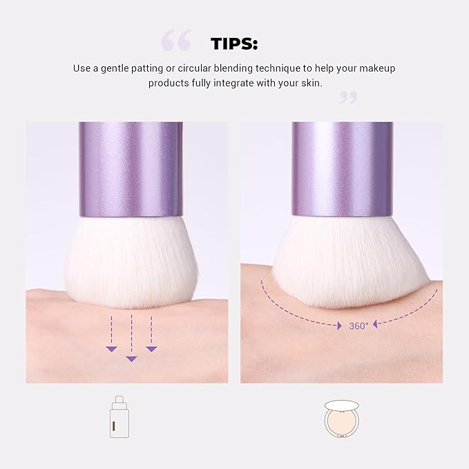Jessup Professional Foundation Brush for Liquid, Cream and Powder, Large Dense Face Makeup Brush for Natural Flawless Finish, Luxury Purple AS004-VivaGrace Women