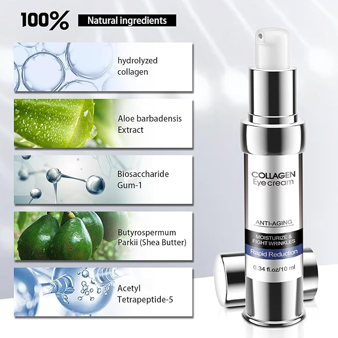 Eye Cream, Collagen Under Eye Treatment Gel, Moisturizing Anti Aging Wrinkle, Reduce Dark Circles, Puffiness Bags, Fine Lines, Skin Firming, Lifting Brightening Under and Around Eyes Women Men-VivaGrace Women