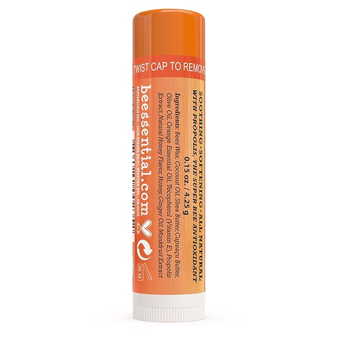 Beessential Natural Bulk Lip Balm, Orange Ginger, 18 Pack | For Men, Women, and Children. Great for Gifts, Showers, & More-VivaGrace Women