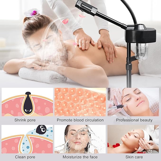 Winado 2 in 1 Professional Facial Steamer with 5X Magnification Lamp & Touch Screen, Esthetician Steamer Humidifier Face Spa Mist Steam for Home Beauty Salon, Personal Skin Care Deep Cleaning, Black-VivaGrace Women