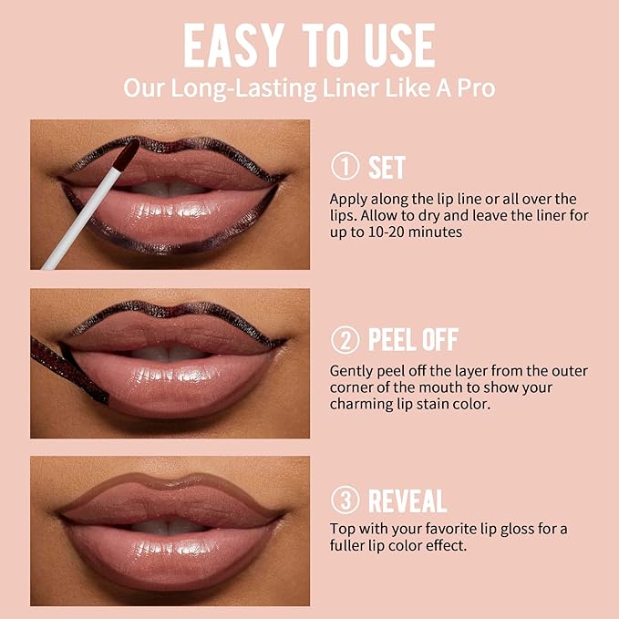 iMethod Natural Long Lasting Lip Stain Peel Off - Waterproof Stay On All Day, Transfer-Proof, Highly Pigmented, Instant Peel Off Lip Stain Color, Nude Pink-VivaGrace Women