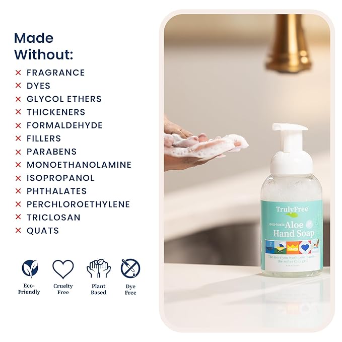 Aloe Unscented Hand Soap - 10x Concentrated Aloe Vera, Non-Drying Gentle Cleanser - Bathroom Hand Soap - 1 Empty Bottle with Foaming Dispenser Pump + 2 Moisturizing Hand Soap Refill Pouches