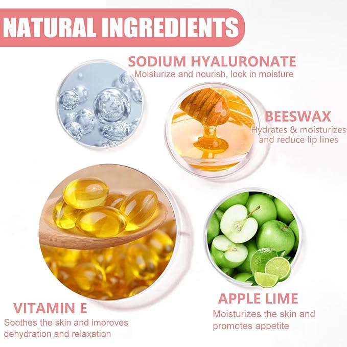 1PCS Lip Balm Honey Pot,Honey/Apple Lime Lip Mask Overnight Moisturizing Lip Balm,Hydrating Prevention Dry & Cracked Lip Exfoliator Lip Wrinkle Care Sleeping Lip Mask (Apple Lime)-VivaGrace Women