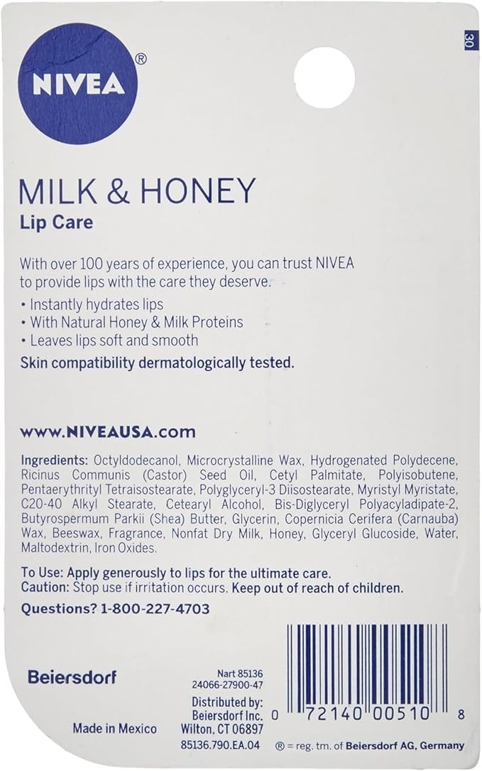 Nivea Milk and Honey Lip Care 0.17 Ounces (Pack of 3-VivaGrace Women