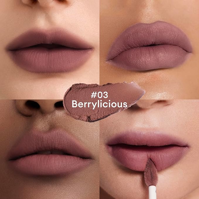ITY Velvet Matte Finish Lip Stain-Mousse Textured Lip Clay, Conceals Lip Lines, Rich Pigment Lip Tint Lipsticks,2 Pack, 0.14 oz (4g) in Petal, Berrylicious-VivaGrace Women