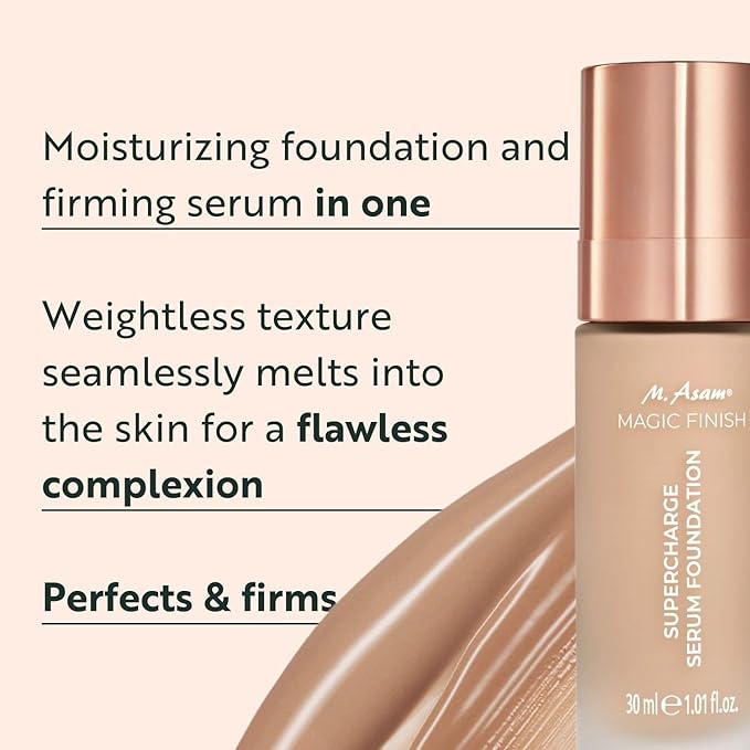 M. Asam MAGIC FINISH Supercharge Serum Foundation Cool Honey (1.01 Fl Oz) - Moisturizing Make Up & Firming Face Serum In One, Anti-aging CC Cream With Optimal Coverage & Hyaluronic Acid-VivaGrace Women