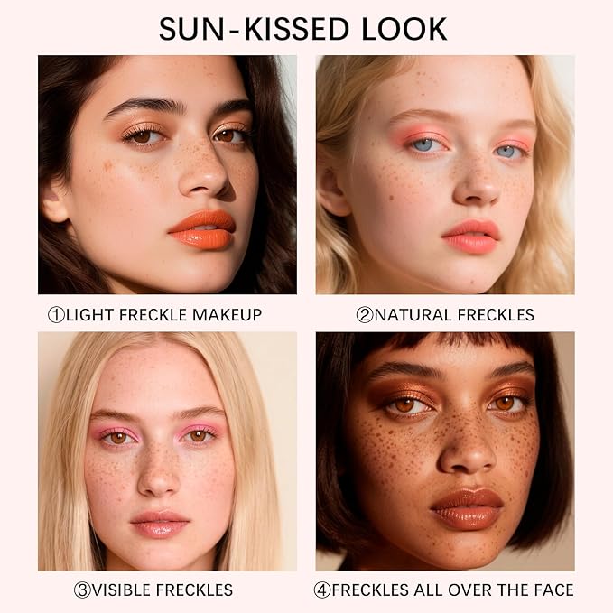 Freckle Stamp - Freckle Pen Waterproof, Long Lasting Fake Freckles,Quick Dry 5-Point Faux Freckles Stamp Cushion Stain Marker in One Press Natural and Lifelike Sunkissed Pencil Tool Makeup (#2-Medium)-VivaGrace Women