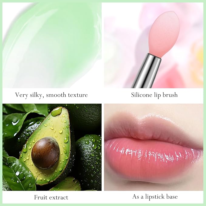 2Pc Jelly Lip Mask Overnight,Fruity Avocado Lip Sleeping Mask Day Night Repair Kawaii Lip Balm Hydrate Plump Dry Lip Scrubs Exfoliator,Lip Care Lip Moisturizer with Collagen-Avocado-VivaGrace Women
