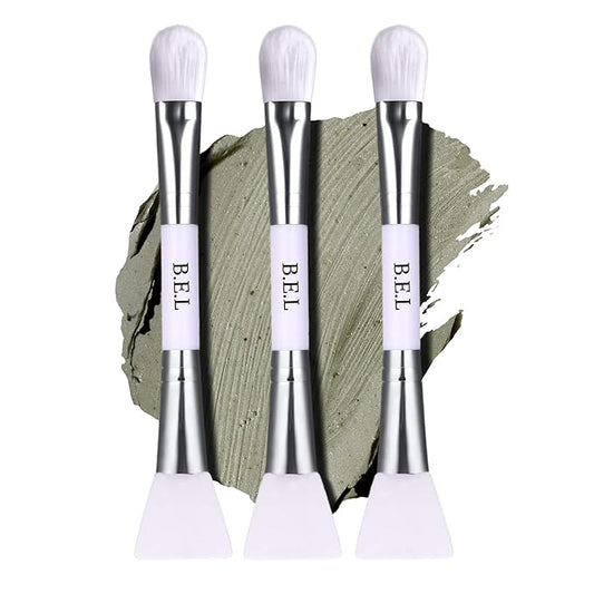 Bare Essentials Living Clay Face Mask Brush (3 Pack, White) Dual Soft Silicone Face Mask Applicator Brush Tool, Great Facial Essentials, Moisturizer Applicator & Skincare Brush for Facials-VivaGrace Women