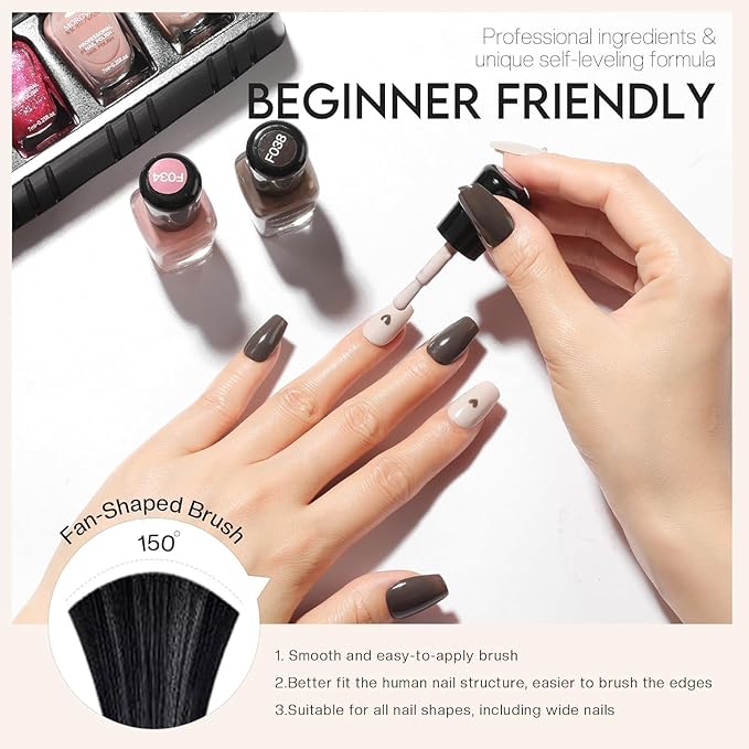 Morovan Nail Polish Set: Nude Pink Air Dry Regular Nail Polish Pack 0.25oz Glitter Toenail Polish Kit Gift for Women