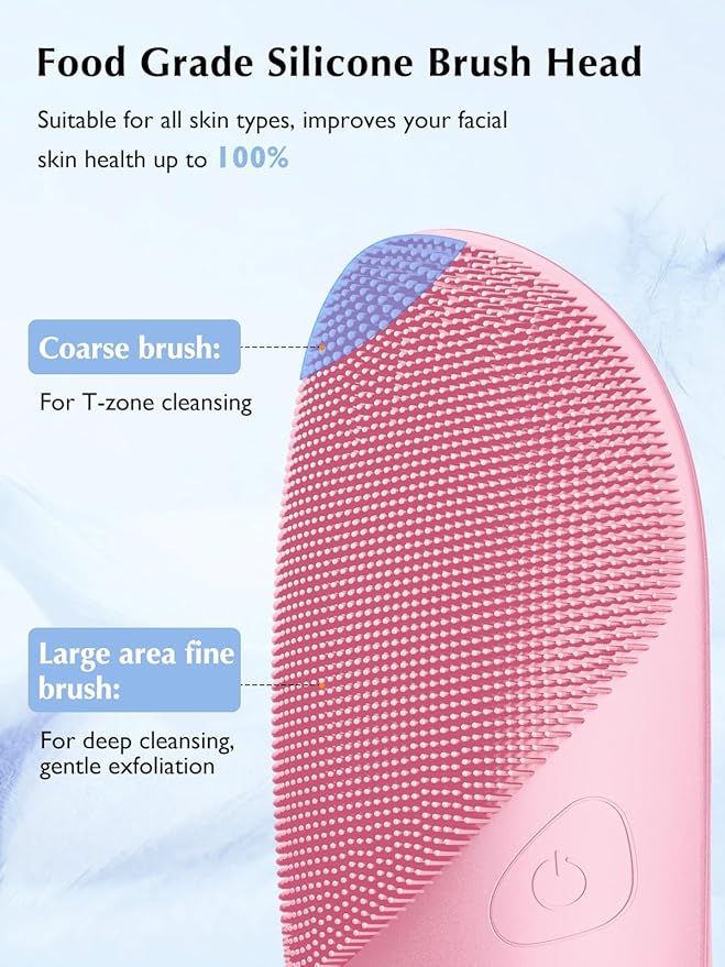 COSLUS Facial Cleansing Brush Silicone Face Scrubber: Waterproof Rechargeable Face Wash Brush, 4 Cleansing Modes, Electric Face Exfoliator for Men Women Cleaning, Exfoliating, Massaging-VivaGrace Women