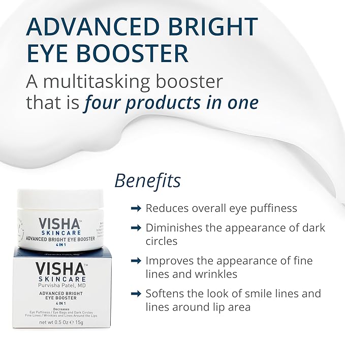Skincare Advanced Bright Eye Booster 4 in 1 Cream, Under Eye Cream for Dark Circles and Puffiness, Decreases Wrinkles and Lines Around Eyes and Lips, Reduces Overall Eye Puffiness 0.5oz-VivaGrace Women
