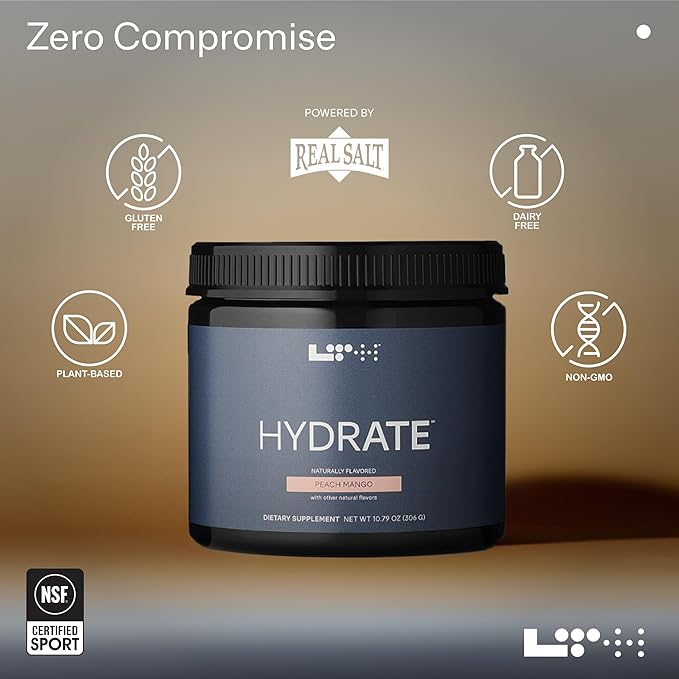 LTH Hydrate Hydration Mix - Trusted by Life Time Fitness Members - NSF Certified for Sport - Electrolyte Powder - Plant-Based, Non-GMO, Gluten Free - 60 Servings (Peach Mango)-VivaGrace Women