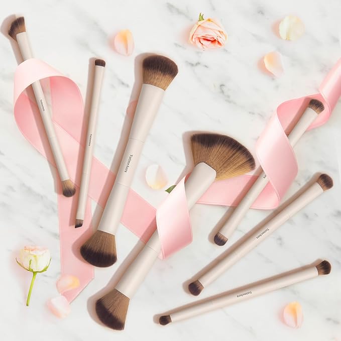 Makeup Brushes, Dual End Makeup Brush Set 7 Pcs, Foundation Contour Powder Concealer Eye Shadows Blush Make Up Brushes, Travel Gift Set, Cruelty-Free-VivaGrace Women