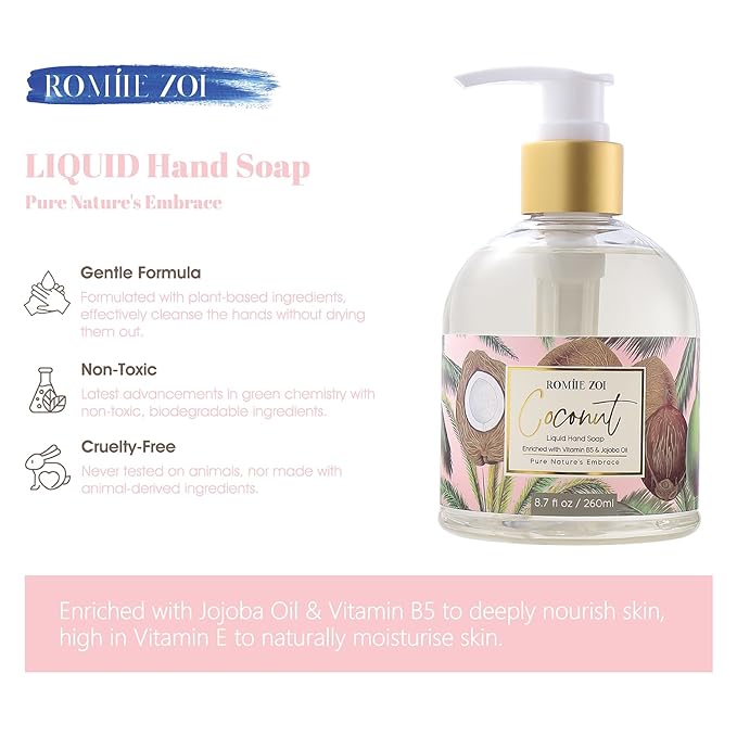 Liquid Hand Soap with Gift Box - Coconut - 260ml/ 8.7 fl.oz(Pack of 3)