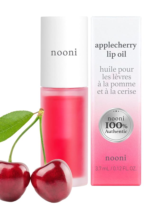 NOONI Korean Vegan Lip Oil - Applefig, 0.12 Fl Oz + Korean Lip Oil - Applecherry, 0.12 Fl Oz Bundle-VivaGrace Women