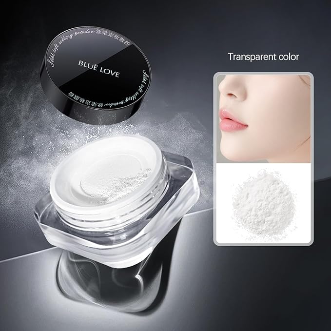 BLUE LOVE Setting Powder Makeup for Oily Skin, Oil Control Smooth Face Makeup Powder Foundation, Waterproof Setting Powder Compact, Oil Control Face Pressed Loose Powder(Transparent)-VivaGrace Women