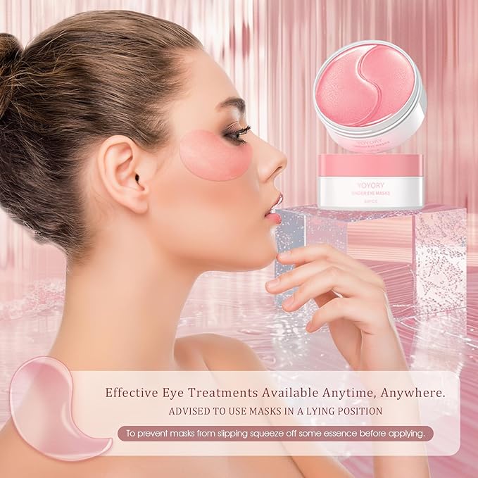 Under Eye Patches Masks - for Dark Circles, Puffiness, Eye bags,and Fine Lines Smoothing Skin Care Treatment with Collagen and Hyaluronic Acid for Women and Men, (60 Pcs) Pink-VivaGrace Women