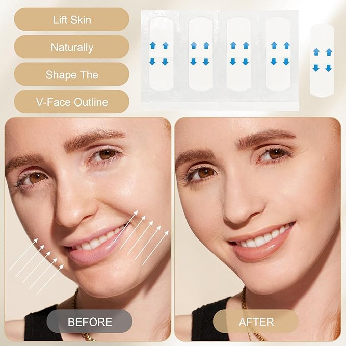 braxan 60 Pcs Neck Tape Lifting Invisible Set: Neck & Face Lift Tape Invisible - for Double Chin Jowls Eyes Sagging Skin, Special Events & Makeup-Friendly Use, Visible Results In Seconds-VivaGrace Women